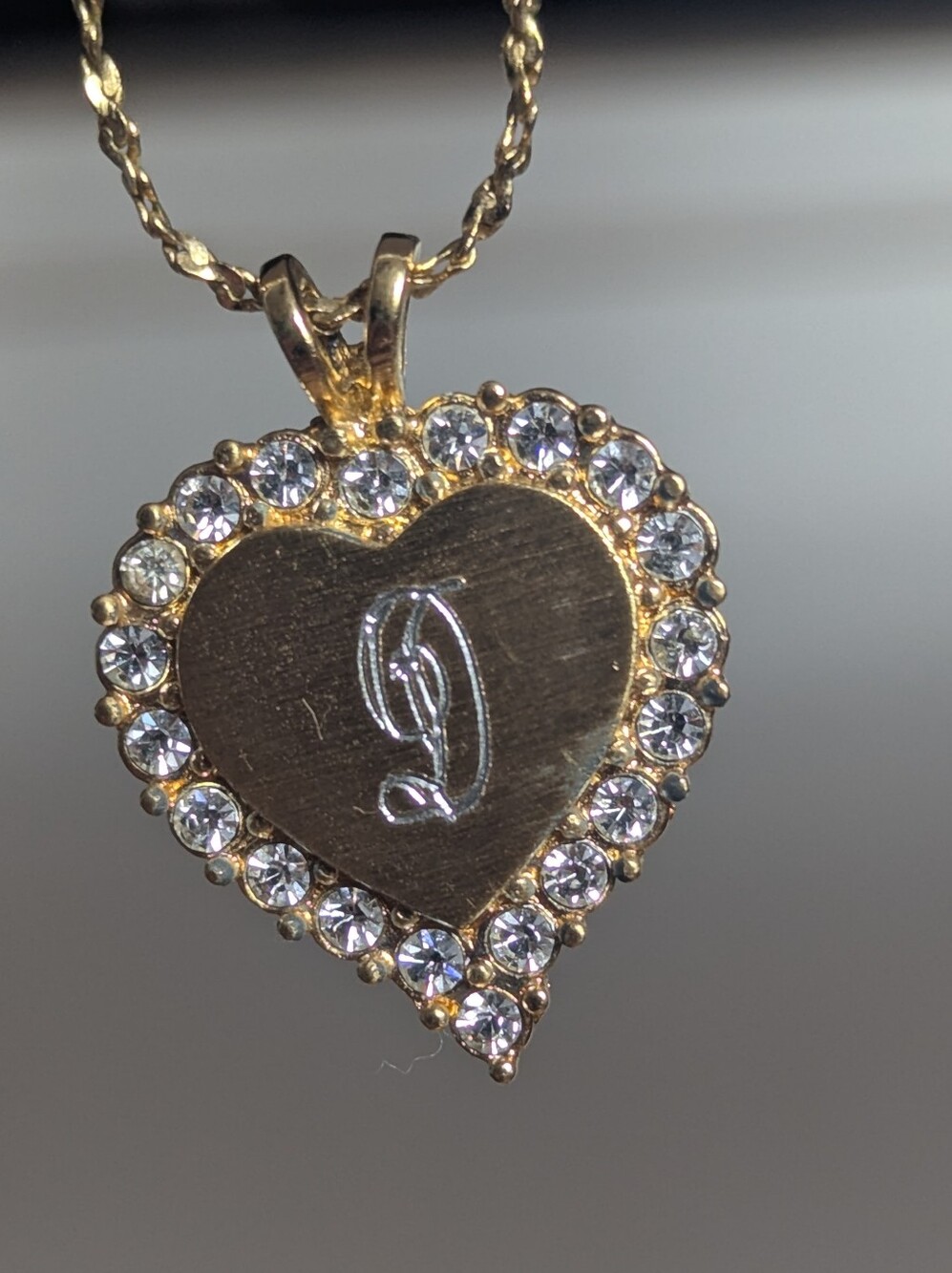 ​Gold Plated Swarovski Crystal Heart Initial Necklace, Pavé Rhinestone Gift Idea